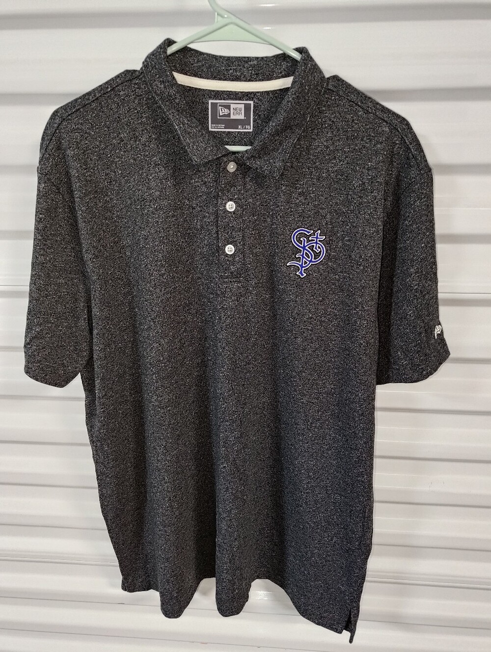 St Paul Saints Embroidered Logo Grey Blue Collar Neck Short Sleeve Shirt XL